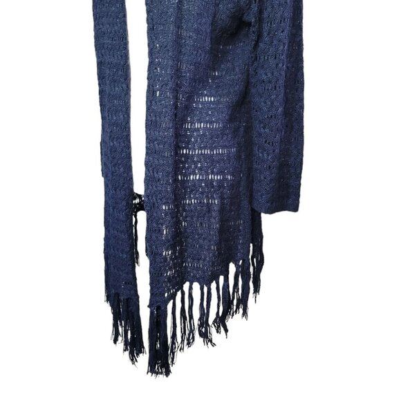 99 Jane Street Knit Cardigan Fringe Open Front Mid Sleeve Blue Womens XL - Picture 5 of 9